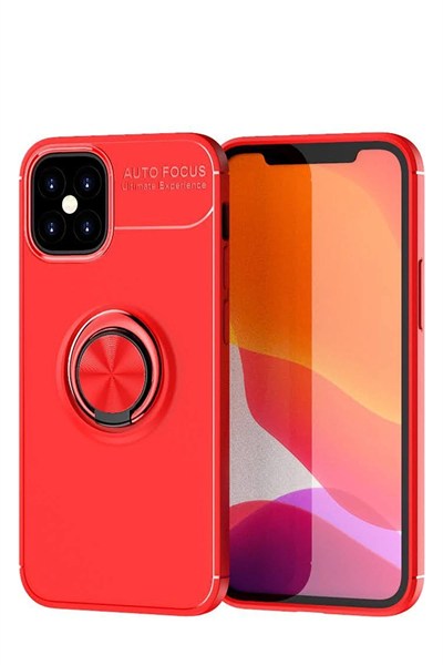 Mey İthalat®  iPhone 12 Mini Kılıf Range Yüzüklü Silikon - Kırmızı