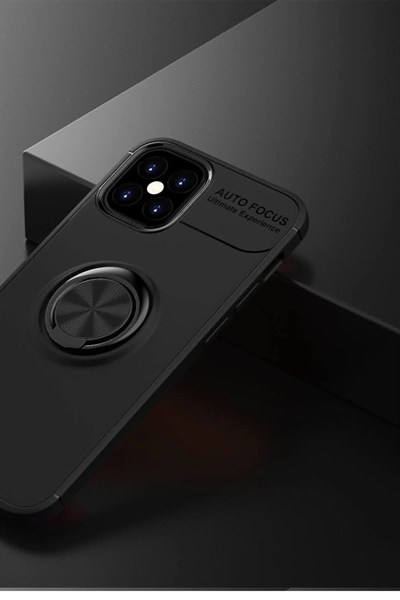 Mey İthalat®  iPhone 12 Mini Kılıf Range Yüzüklü Silikon - Siyah