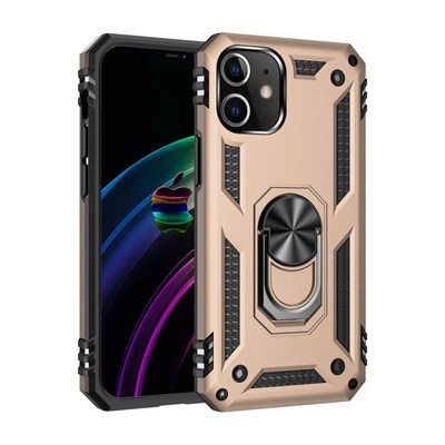 Mey İthalat®  iPhone 12 Mini Kılıf Sofya Yüzüklü Silikon Kapak - Gold