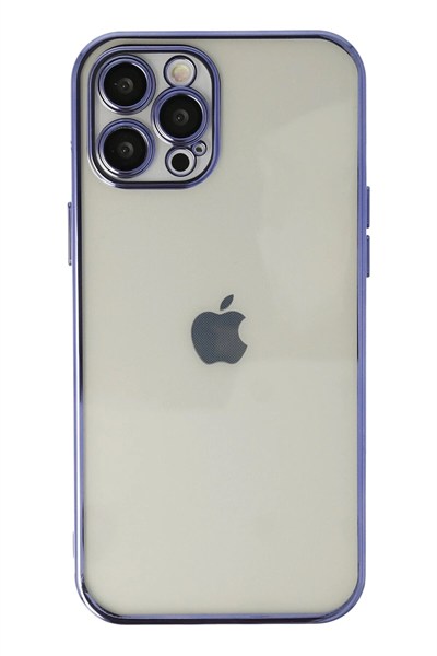 Mey İthalat®  iPhone 12 Pro Kılıf  Lensli Silikon - Mor