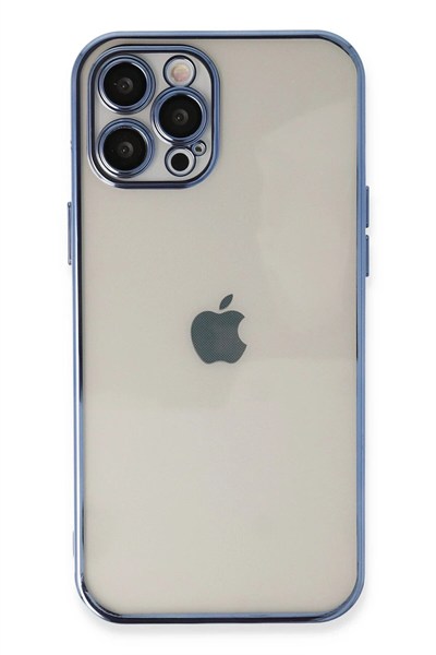 Mey İthalat®  iPhone 12 Pro Kılıf  Lensli Silikon - Açık Mavi