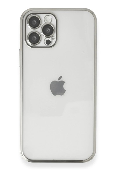 Mey İthalat®  iPhone 12 Pro Kılıf  Lensli Silikon - Gümüş