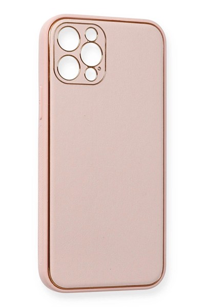 Mey İthalat®  iPhone 12 Pro Kılıf Coco Deri Silikon Kapak - Pembe
