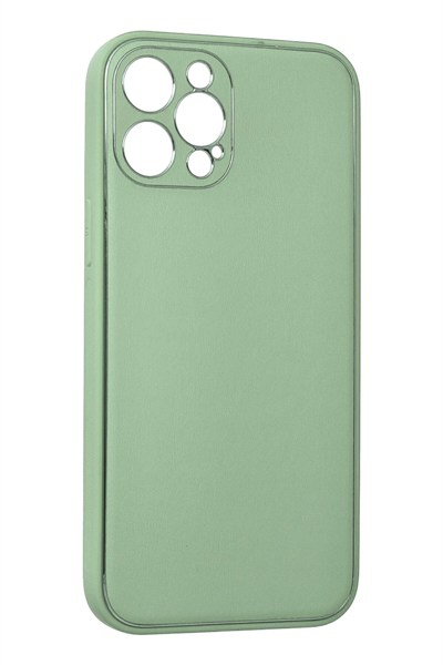 Mey İthalat®  iPhone 12 Pro Kılıf Coco Deri Silikon Kapak - Açık Yeşil