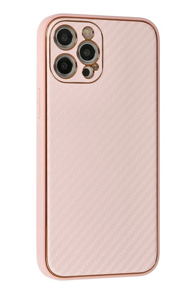 Mey İthalat®  iPhone 12 Pro Kılıf Coco Karbon Silikon - Pembe