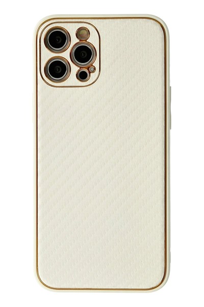 Mey İthalat®  iPhone 12 Pro Kılıf Coco Karbon Silikon - Beyaz