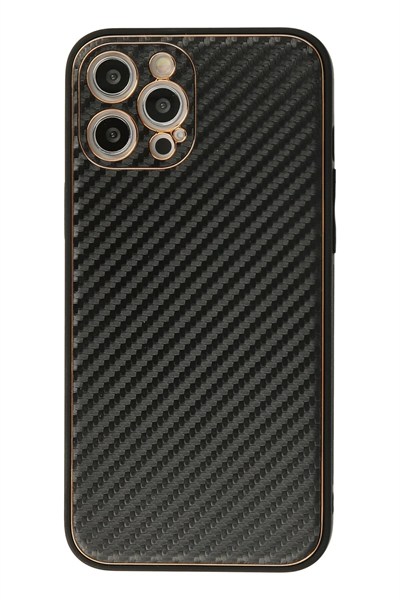 Mey İthalat®  iPhone 12 Pro Kılıf Coco Karbon Silikon - Siyah