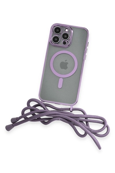 Mey İthalat®  iPhone 12 Pro Kılıf Divo Lazer Askılı Magsafe Kapak - Lila