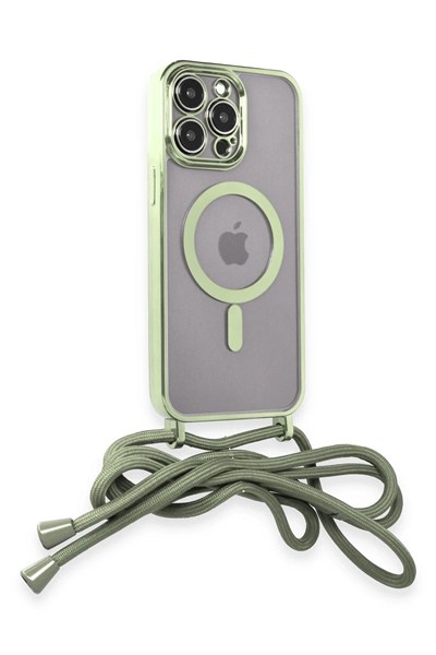 Mey İthalat®  iPhone 12 Pro Kılıf Divo Lazer Askılı Magsafe Kapak - Koyu Yeşil