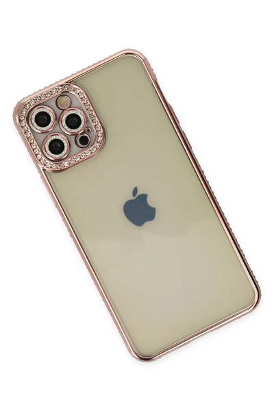 Mey İthalat®  iPhone 12 Pro Kılıf Joke Taşlı Silikon - Pembe