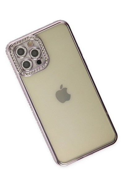 Mey İthalat®  iPhone 12 Pro Kılıf Joke Taşlı Silikon - Mor