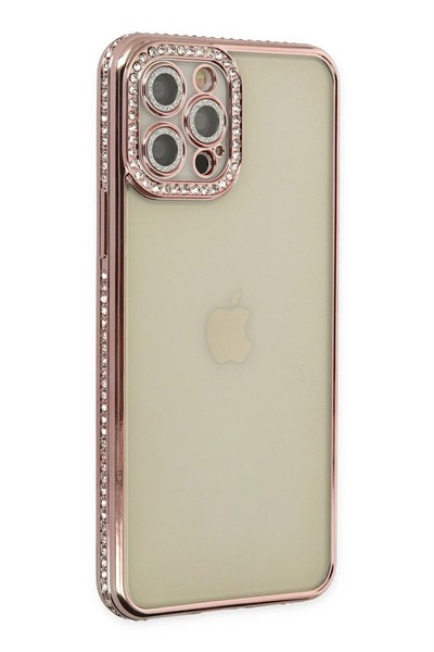 Mey İthalat®  iPhone 12 Pro Kılıf Joke Taşlı Silikon - Pembe