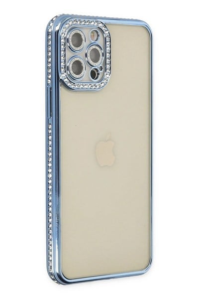 Mey İthalat®  iPhone 12 Pro Kılıf Joke Taşlı Silikon - Mavi