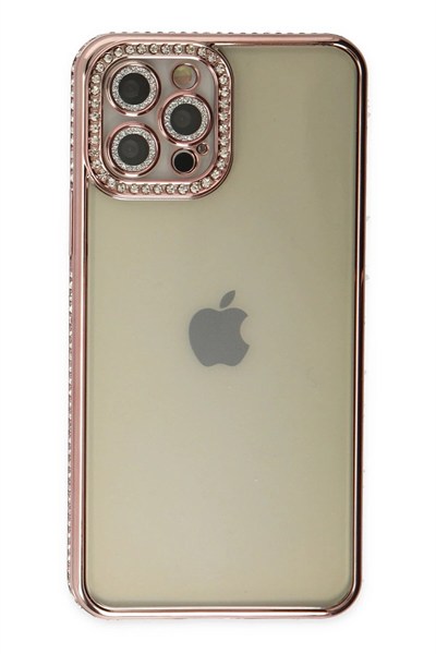 Mey İthalat®  iPhone 12 Pro Kılıf Joke Taşlı Silikon - Pembe