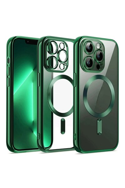 Mey İthalat®  iPhone 12 Pro Kılıf Kross Magneticsafe Kapak - Koyu Yeşil