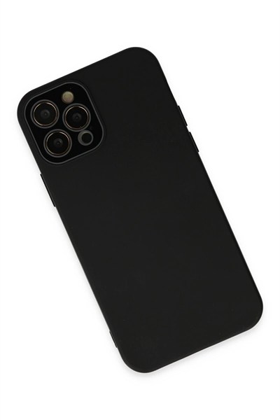 Mey İthalat®  iPhone 12 Pro Kılıf Lansman Glass Kapak - Siyah
