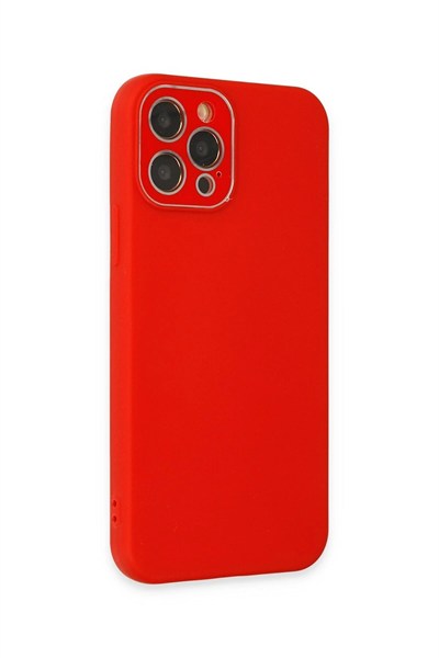 Mey İthalat®  iPhone 12 Pro Kılıf Lansman Glass Kapak - Kırmızı