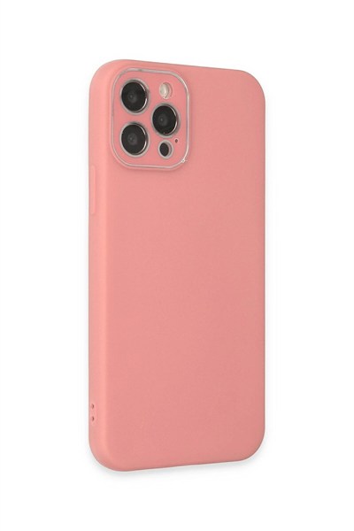 Mey İthalat®  iPhone 12 Pro Kılıf Lansman Glass Kapak - Pembe