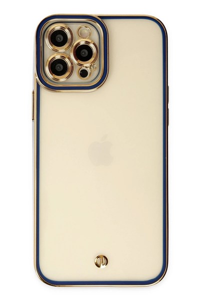 Mey İthalat®  iPhone 12 Pro Kılıf Liva Lens Silikon - Mavi