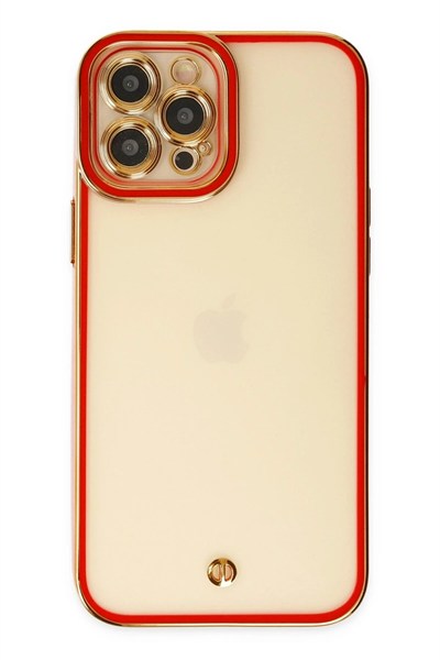 Mey İthalat®  iPhone 12 Pro Kılıf Liva Lens Silikon - Kırmızı