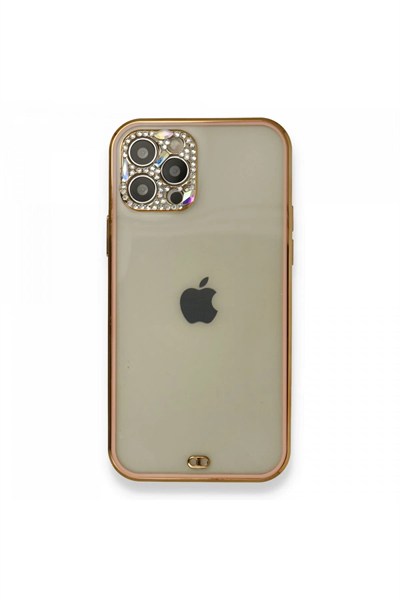 Mey İthalat®  iPhone 12 Pro Kılıf Liva Taşlı Silikon - Pembe