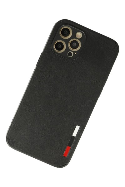 Mey İthalat®  iPhone 12 Pro Kılıf Loop Deri Silikon - Siyah