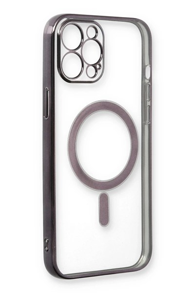 Mey İthalat®  iPhone 12 Pro Kılıf Magneticsafe Lazer Silikon - Siyah