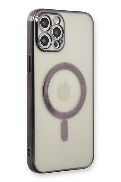 Mey İthalat®  iPhone 12 Pro Kılıf Magneticsafe Lazer Silikon - Siyah