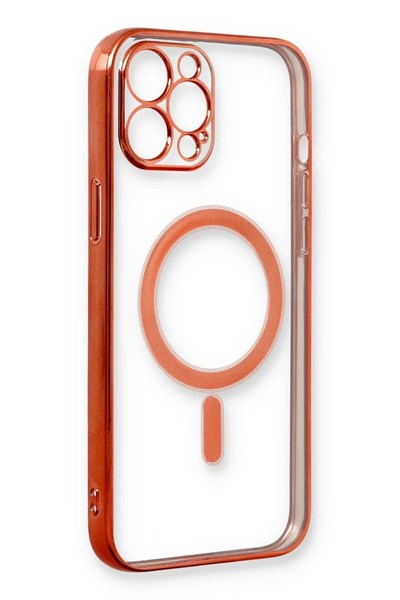 Mey İthalat®  iPhone 12 Pro Kılıf Magneticsafe Lazer Silikon - Kırmızı