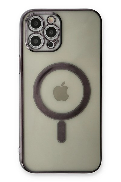 Mey İthalat®  iPhone 12 Pro Kılıf Magneticsafe Lazer Silikon - Siyah