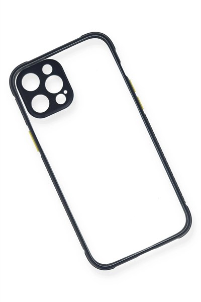 Mey İthalat®  iPhone 12 Pro Kılıf Miami Şeffaf Silikon - Lacivert