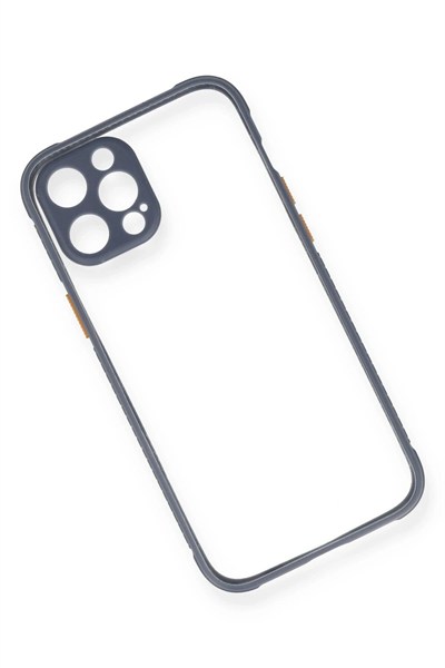 Mey İthalat®  iPhone 12 Pro Kılıf Miami Şeffaf Silikon - Gri