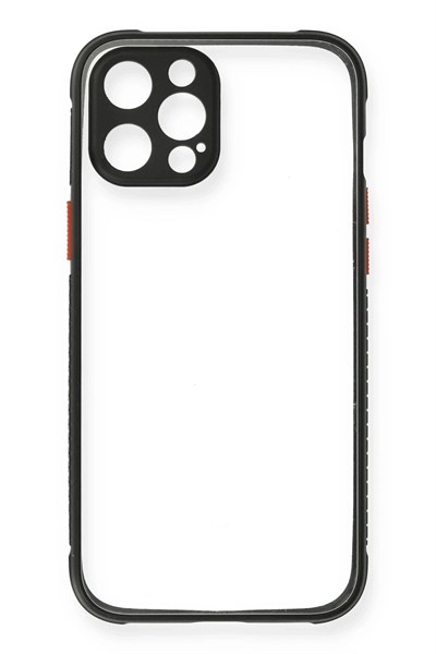 Mey İthalat®  iPhone 12 Pro Kılıf Miami Şeffaf Silikon - Siyah