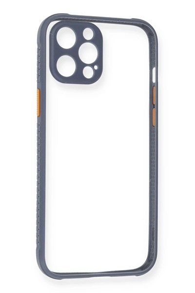 Mey İthalat®  iPhone 12 Pro Kılıf Miami Şeffaf Silikon - Gri
