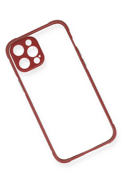 Mey İthalat®  iPhone 12 Pro Kılıf Miami Şeffaf Silikon - Fuşya