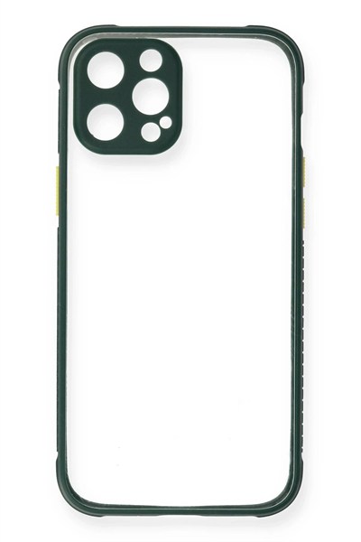 Mey İthalat®  iPhone 12 Pro Kılıf Miami Şeffaf Silikon - Koyu Yeşil