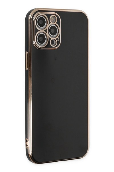 Mey İthalat®  iPhone 12 Pro Kılıf Volet Silikon - Siyah