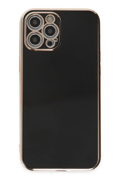 Mey İthalat®  iPhone 12 Pro Kılıf Volet Silikon - Siyah