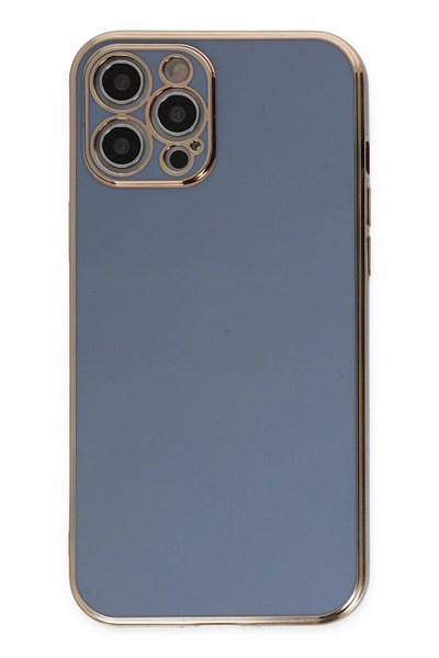 Mey İthalat®  iPhone 12 Pro Kılıf Volet Silikon - Mavi