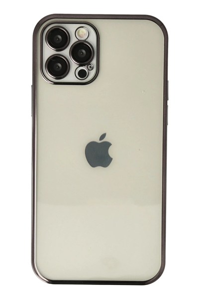 Mey İthalat®  iPhone 12 Pro Max Kılıf  Lensli Silikon - Siyah