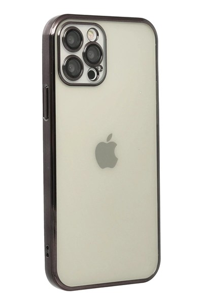 Mey İthalat®  iPhone 12 Pro Max Kılıf  Lensli Silikon - Siyah