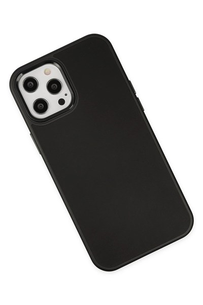 Mey İthalat®  iPhone 12 Pro Max Kılıf Asya Deri Silikon - Siyah