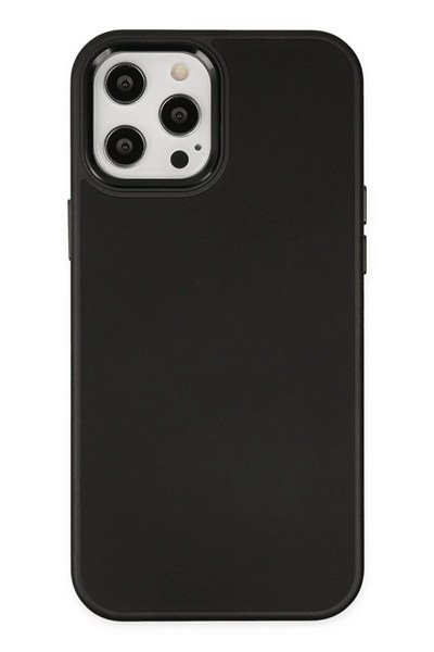 Mey İthalat®  iPhone 12 Pro Max Kılıf Asya Deri Silikon - Siyah