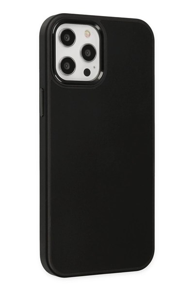 Mey İthalat®  iPhone 12 Pro Max Kılıf Asya Deri Silikon - Siyah