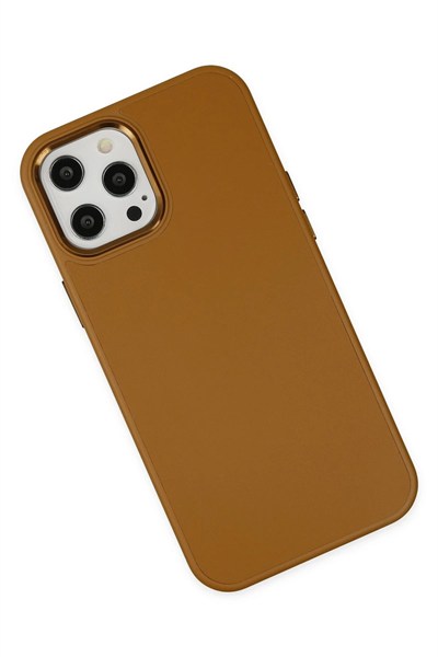 Mey İthalat®  iPhone 12 Pro Max Kılıf Asya Deri Silikon - Kahverengi