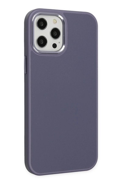 Mey İthalat®  iPhone 12 Pro Max Kılıf Asya Deri Silikon - Mor