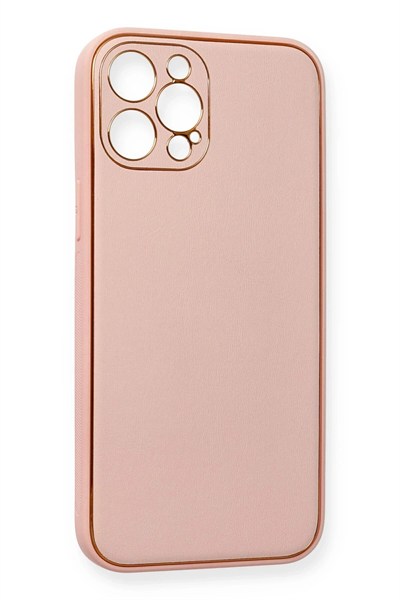 Mey İthalat®  iPhone 12 Pro Max Kılıf Coco Deri Silikon Kapak - Pembe