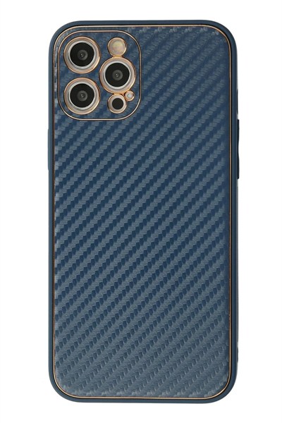 Mey İthalat®  iPhone 12 Pro Max Kılıf Coco Karbon Silikon - Mavi