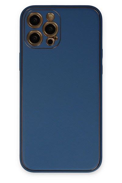 Mey İthalat®  iPhone 12 Pro Max Kılıf Coco Deri Silikon Kapak - Açık Mavi