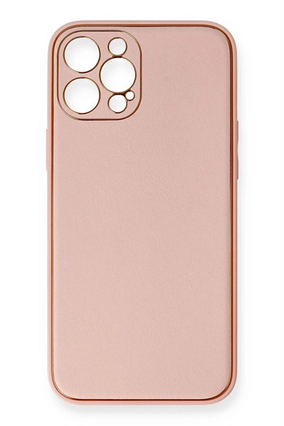 Mey İthalat®  iPhone 12 Pro Max Kılıf Coco Deri Silikon Kapak - Pembe